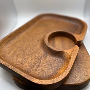 Teak wood wind and dine trays/mcm